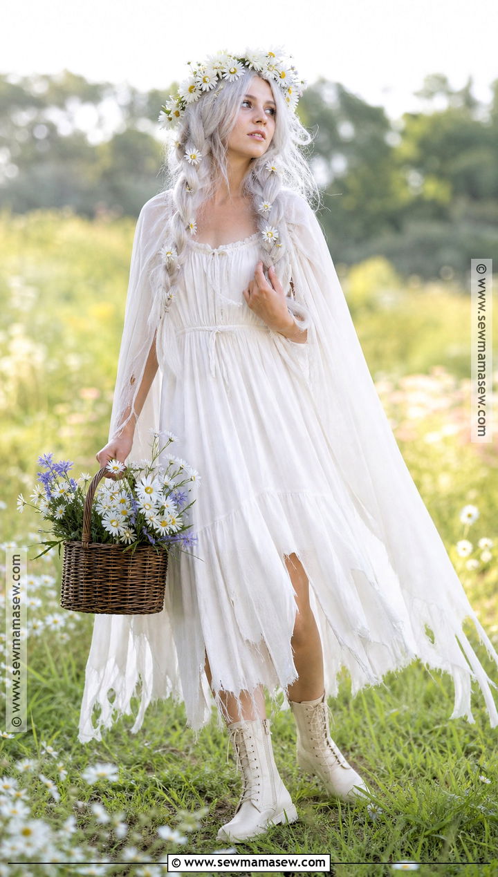 Cottagecore Ghost Outfit With Wildflowers - 35 Ghost Outfit Ideas