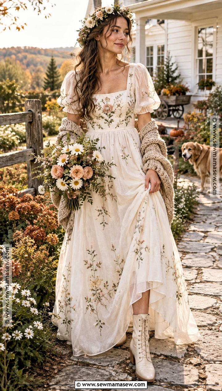 Cottagecore Rustic Fall Wedding Dress - 20 rustic fall wedding dress ideas