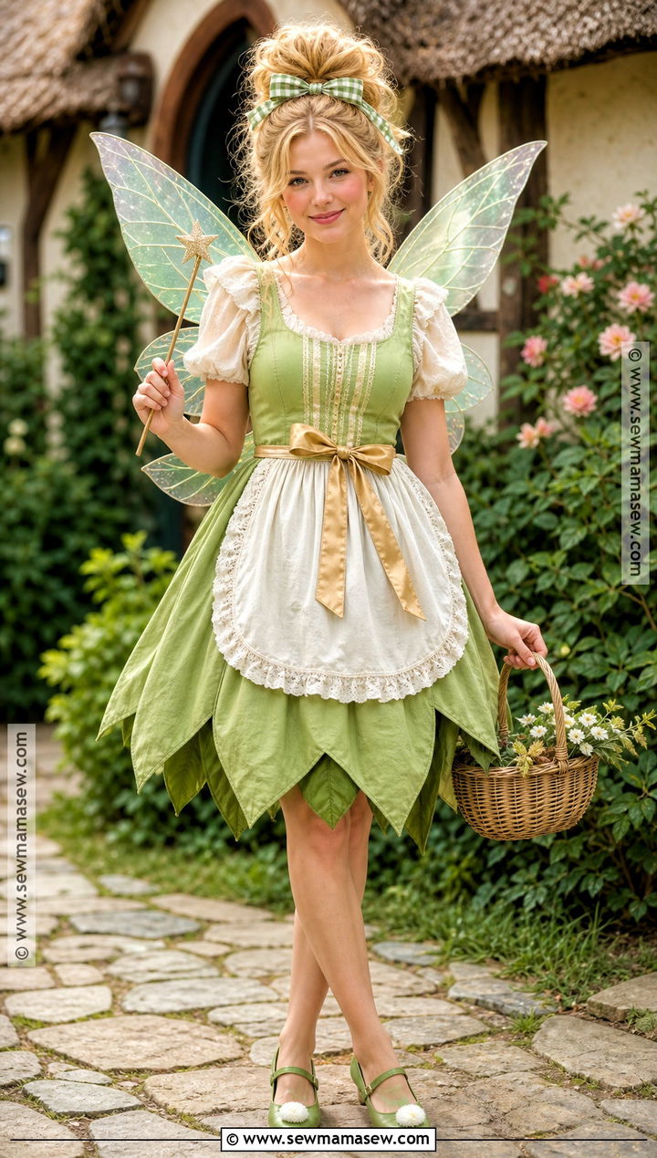 Cottagecore Tinker Bell Costume With Apron Dress - 40 tinker bell costume ideas