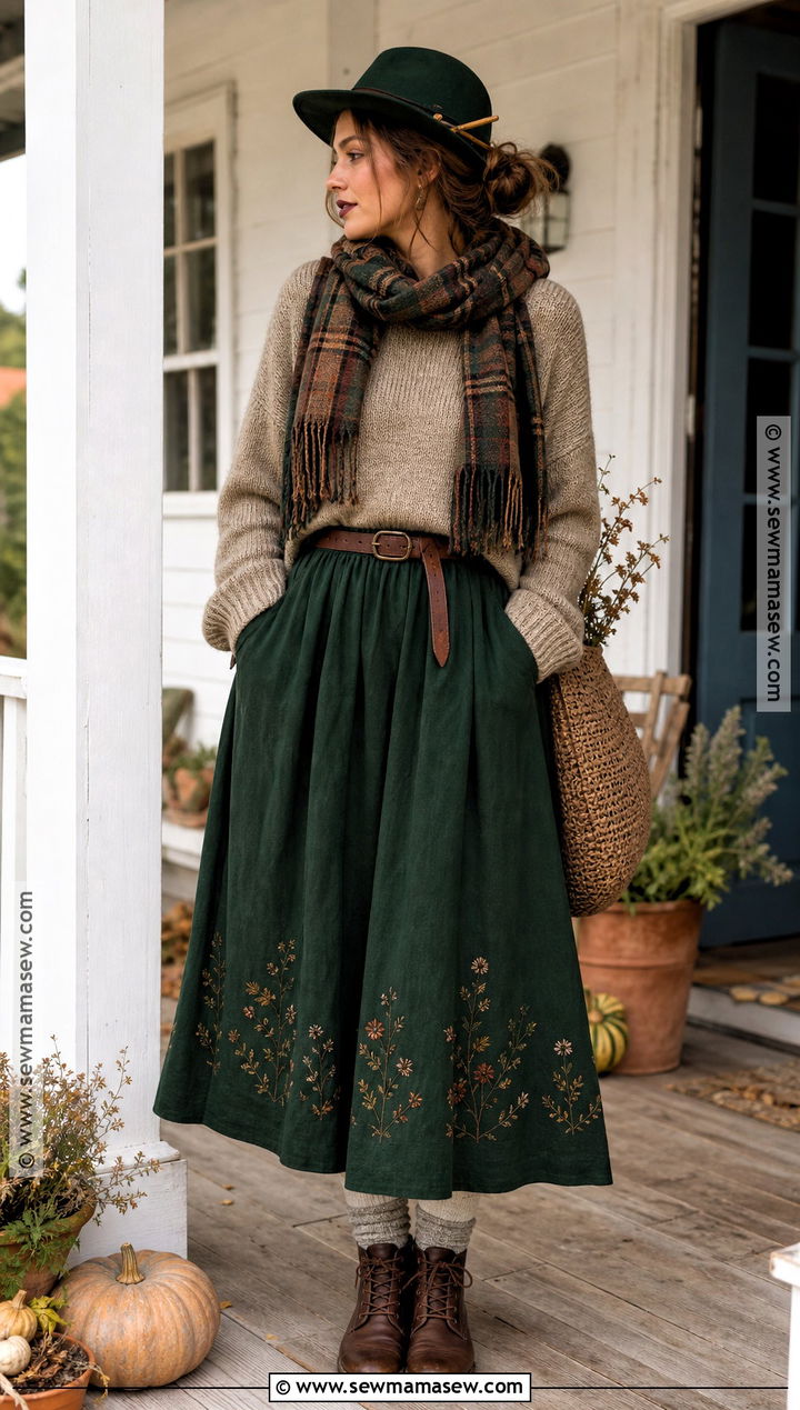 Cottagecore Witch Outfit With Sweater And Maxi Skirt - 30 cottagecore witch outfit ideas