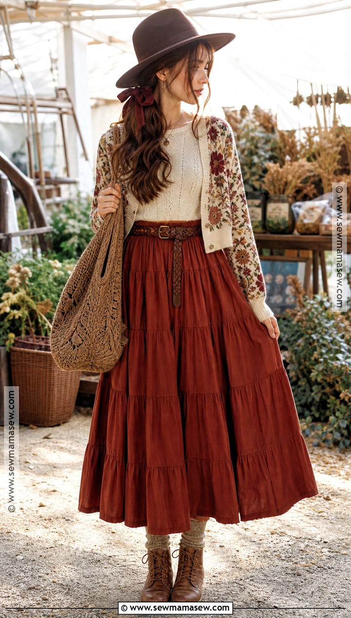 Cottagecore Witch Outfit With Tiered Skirt - 30 cottagecore witch outfit ideas