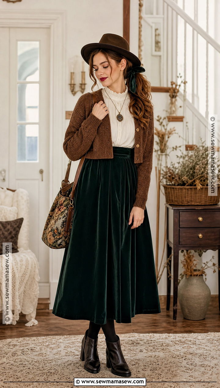 Cottagecore Witch Outfit With Velvet Skirt - 30 cottagecore witch outfit ideas