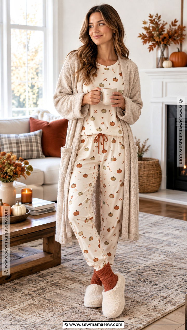Cotton Pumpkin Print Fall Pyjamas - 20 fall pyjamas ideas