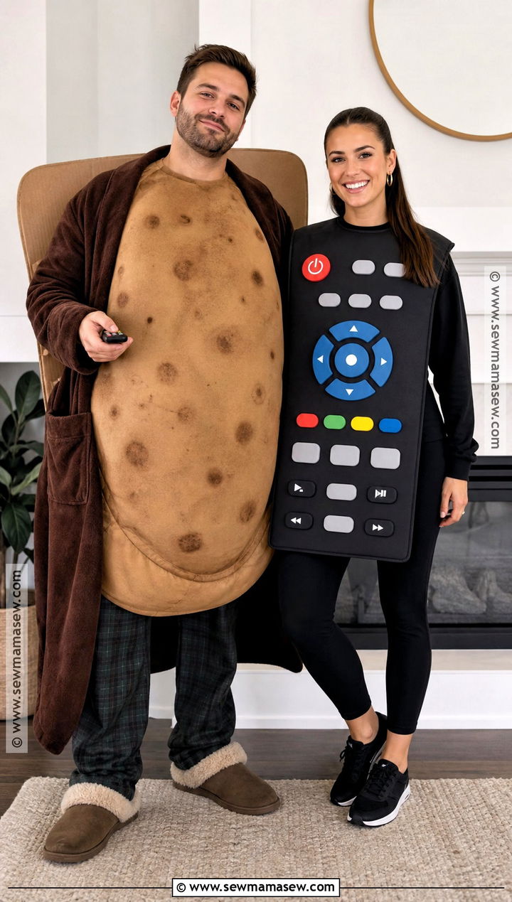 Couch Potato And Remote Control Couple Costume - 35 funny halloween costumes for couples