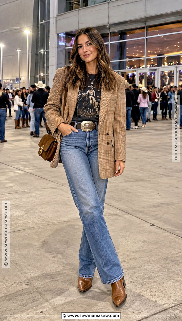 Country Concert Outfit With A Blazer And Jeans - 25 fall country concert outfit ideas