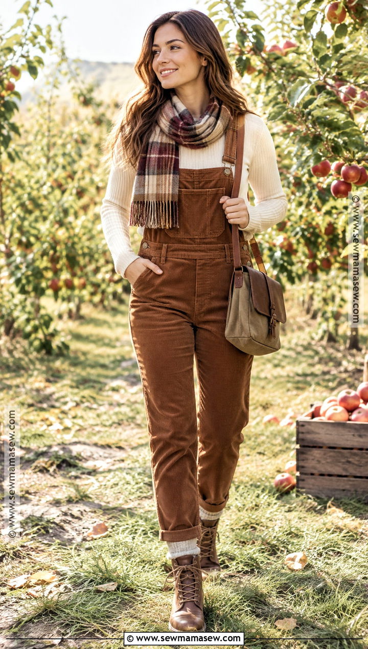Country Fall Outfit With Corduroy Overalls And Boots - 20 Fall Outfits Country