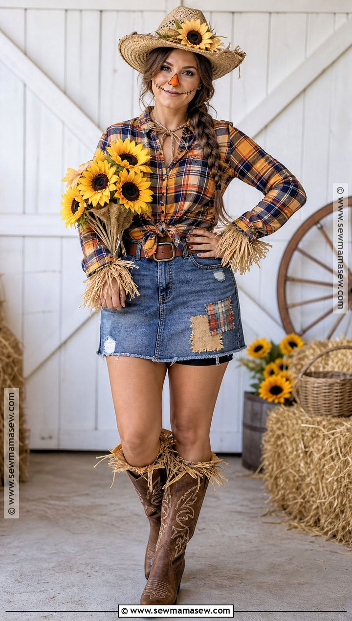 Country Scarecrow Costume With Cowgirl Boots - 50 scarecrow costume ideas