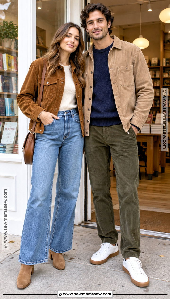 Couple Autumn Outfit With Corduroy Layers - 20 couple autumn outfit ideas