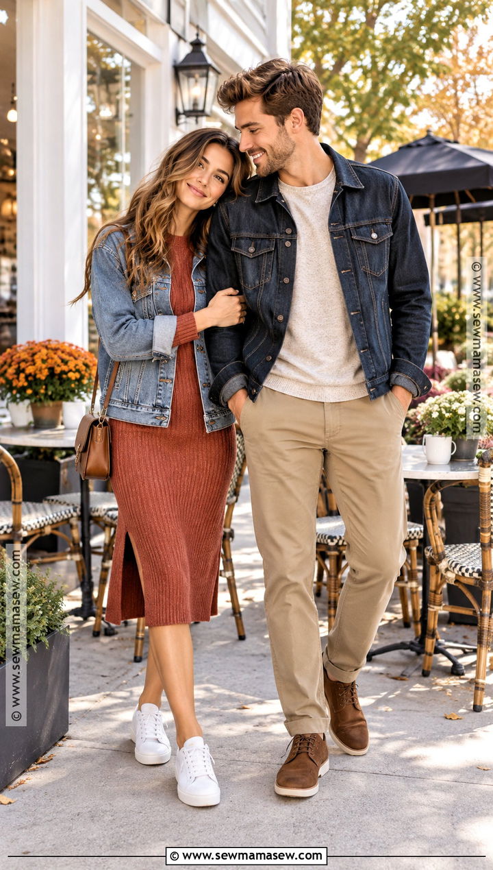 Couple Autumn Outfit With Denim Jackets - 20 couple autumn outfit ideas