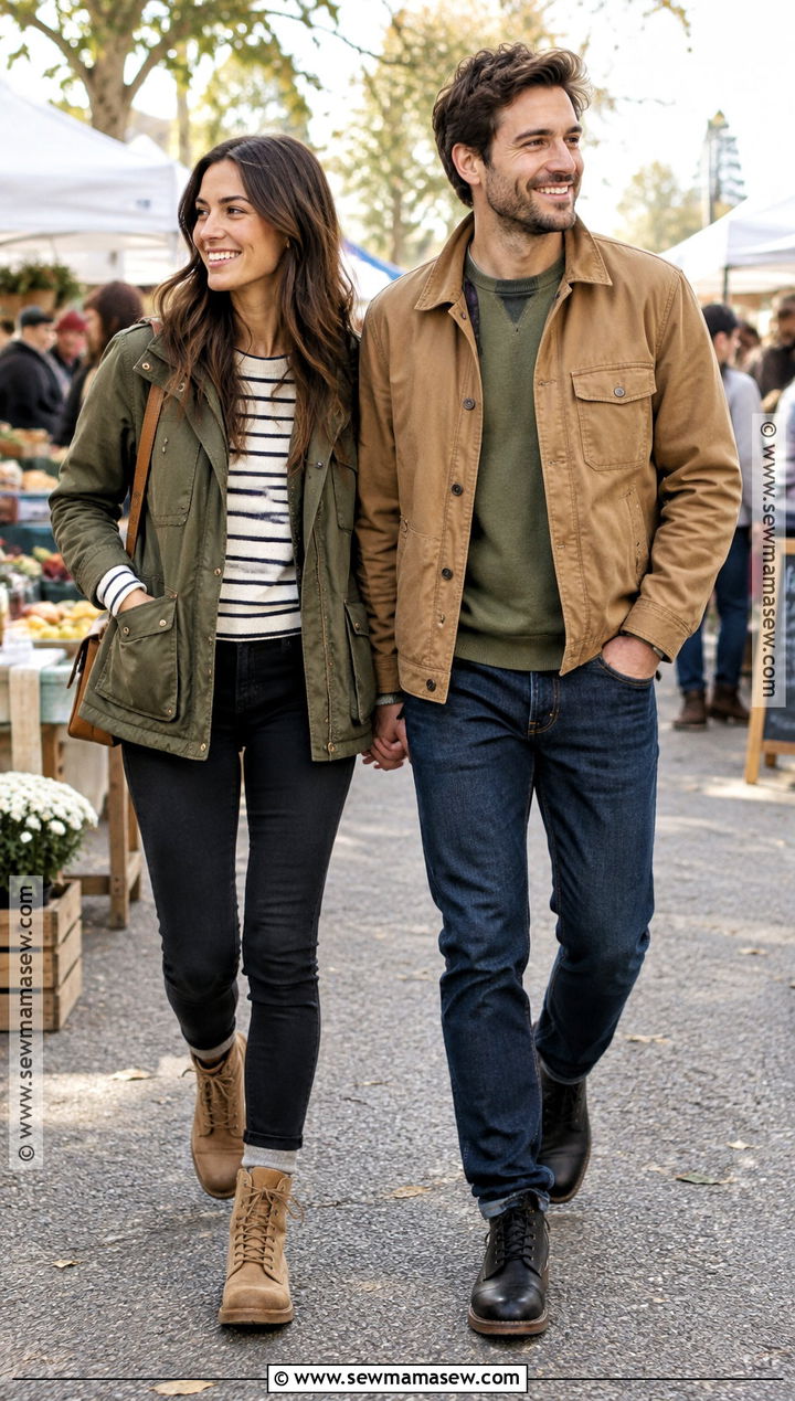 Couple Autumn Outfit With Utility Jackets - 20 couple autumn outfit ideas