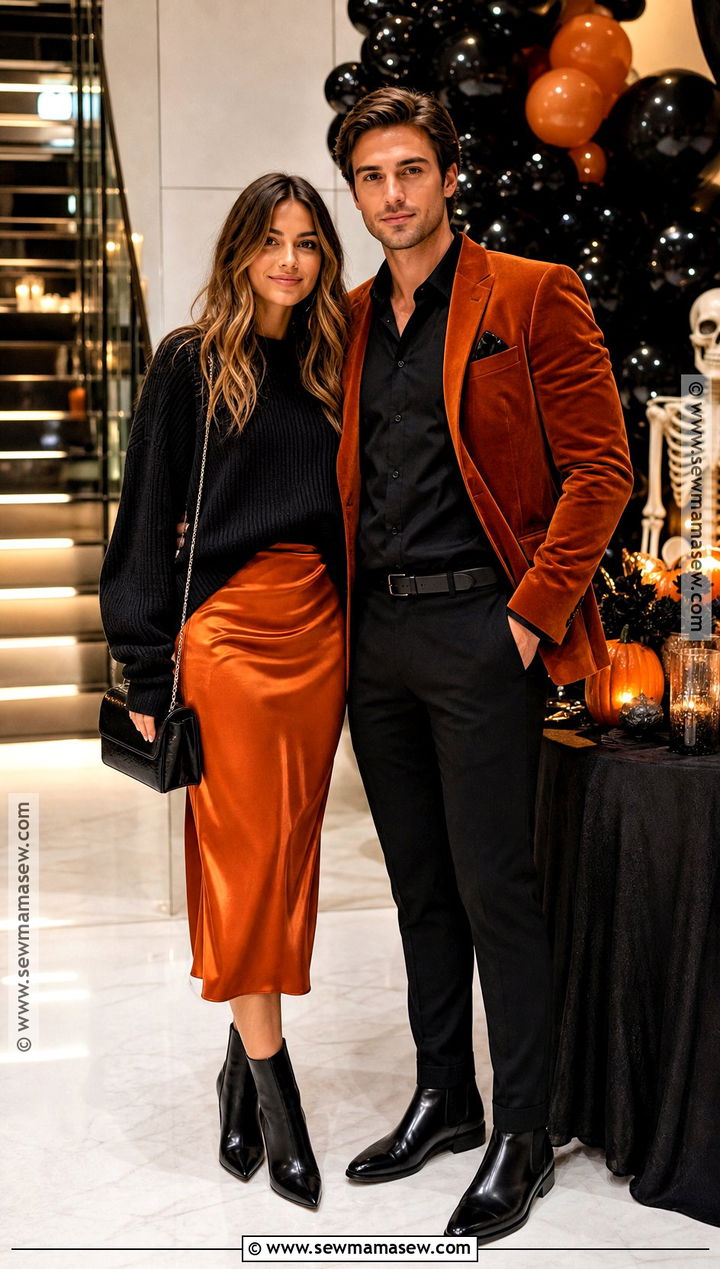 Couple Black And Orange Halloween Party Outfit - 40 halloween party outfits
