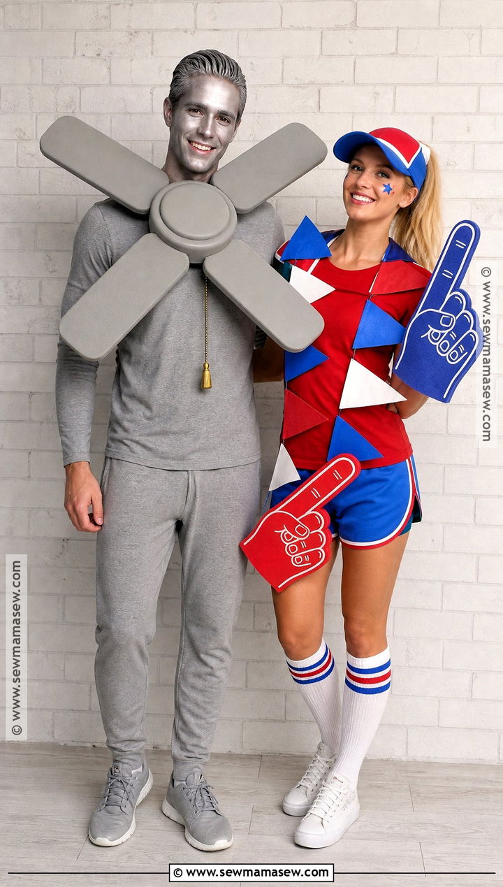 Couple Ceiling Fan And Sports Fan Costume - 30 couples halloween costume funny ideas