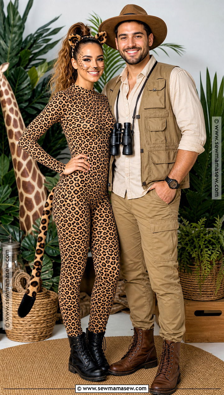 Couple Cheetah And Safari Guide Costume - 30 cheetah print halloween costume ideas