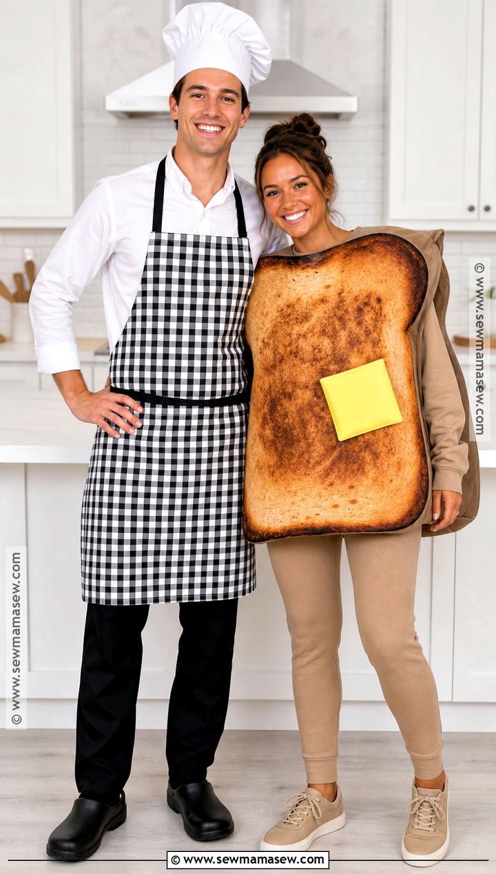 Couple Chef And Burnt Toast Costume - 30 couples halloween costume funny ideas