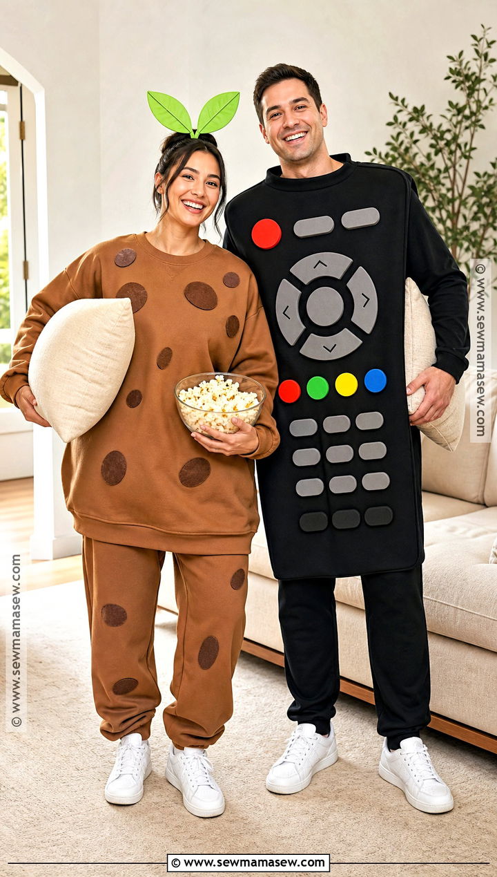 Couple Couch Potato And Remote Costume - 30 couples halloween costume funny ideas