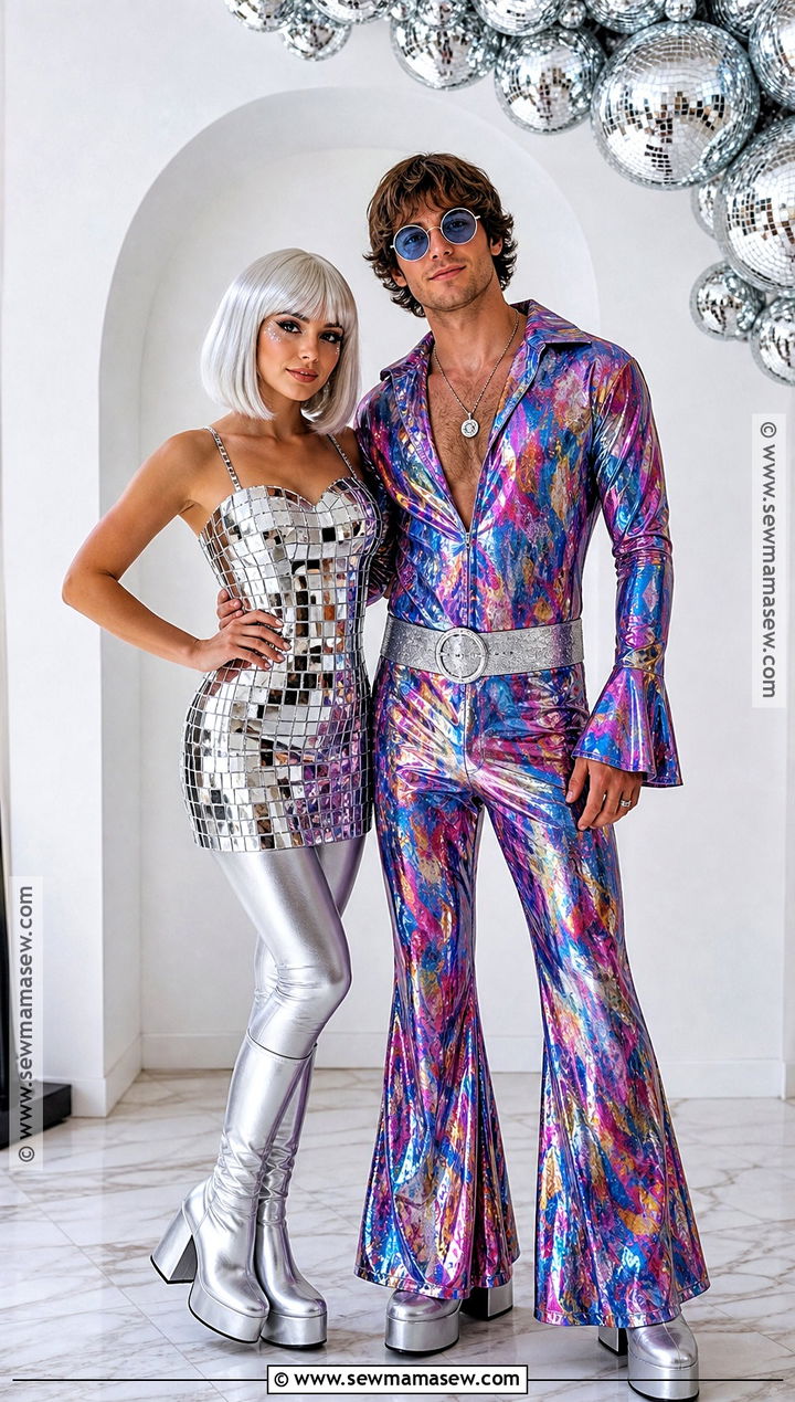 Couple Disco Ball And Disco Dancer Costume - 30 disco ball halloween costume ideas