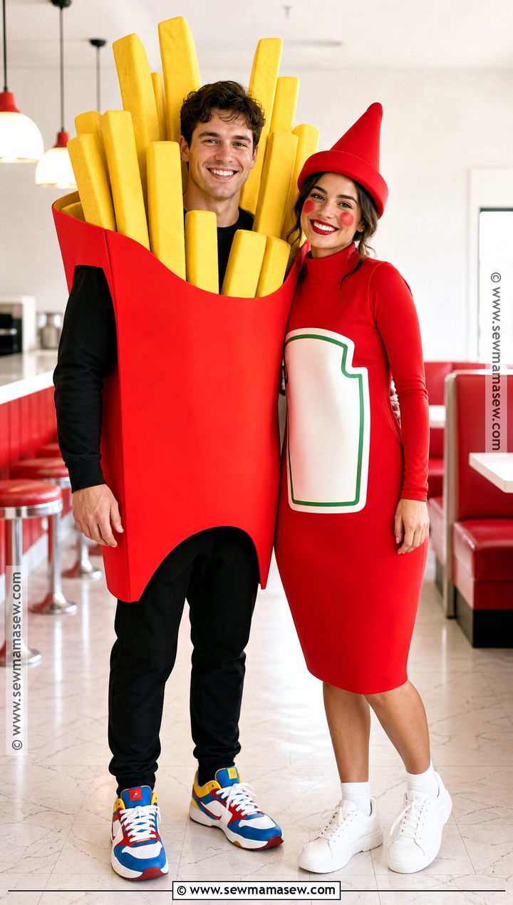 Couple French Fries And Ketchup Costume - 45 cute couple halloween costumes