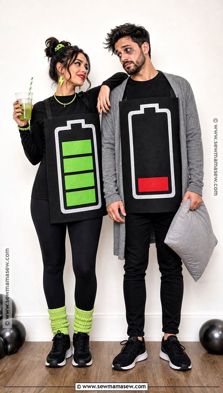 Couple Full And Empty Social Battery Costume - 30 couples halloween costume funny ideas