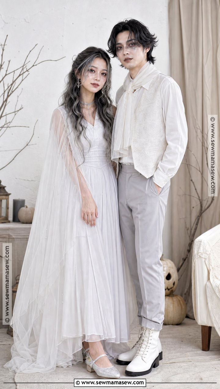 Couple Ghost Outfit In White And Gray - 30 Ghost Outfit Ideas