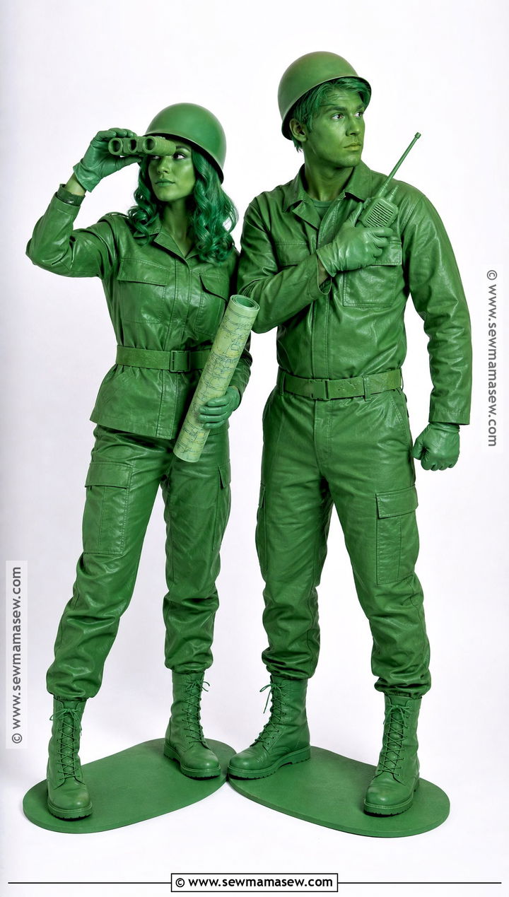 Couple Green Toy Army Costume - 30 Army Halloween Costume Ideas