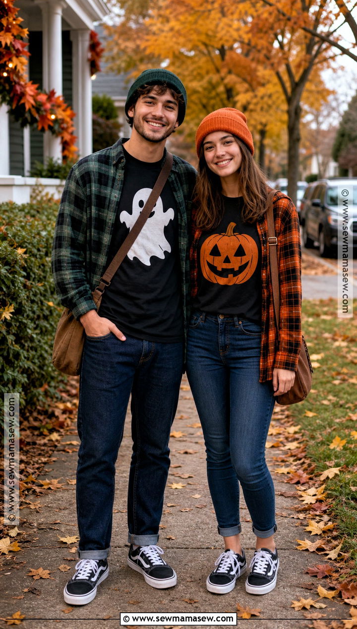 Couple Halloween T Shirt With Coordinated Denim - 30 halloween tshirt ideas