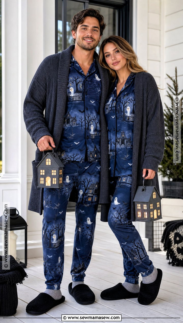 Couple Haunted House Halloween PJs - 30 matching halloween pjs ideas