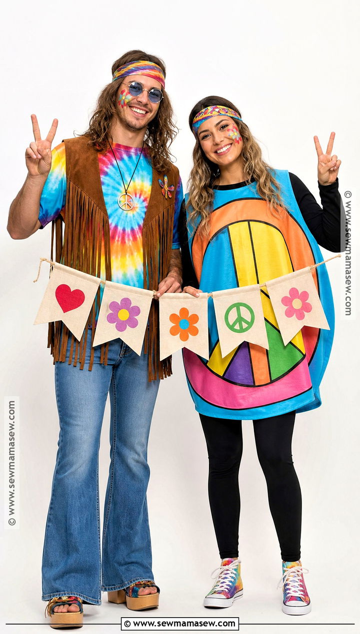 Couple Hippie And Peace Sign Costume - 45 hippie costume ideas