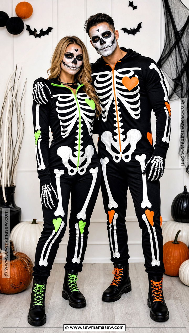 Couple Matching Skeleton Costume - 45 cute couple halloween costumes