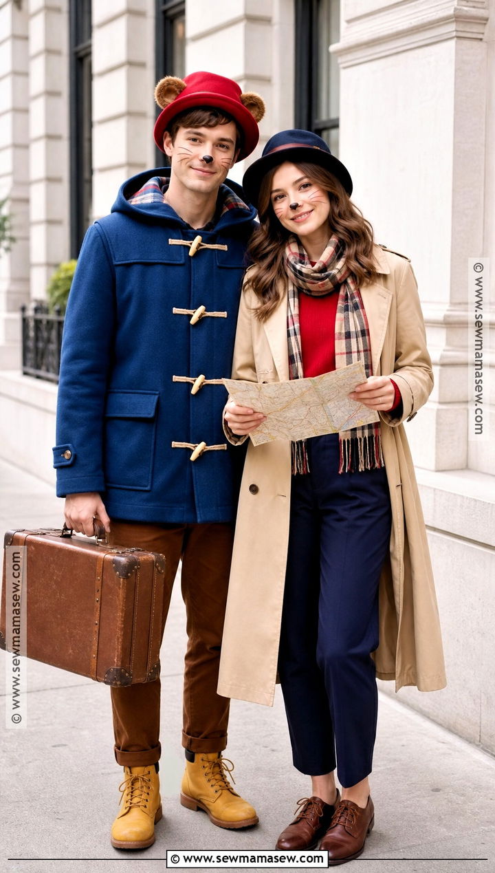 Couple Paddington And London Traveler Costume - 35 paddington halloween costume ideas