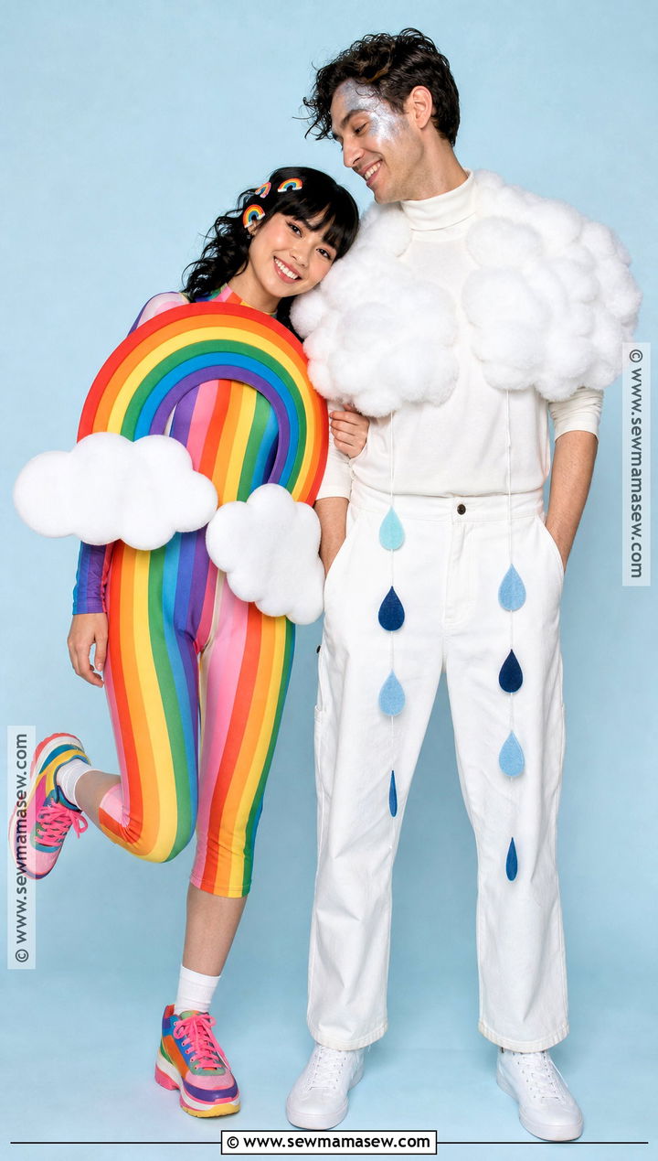 Couple Rainbow And Cloud Costume - 45 cute couple halloween costumes