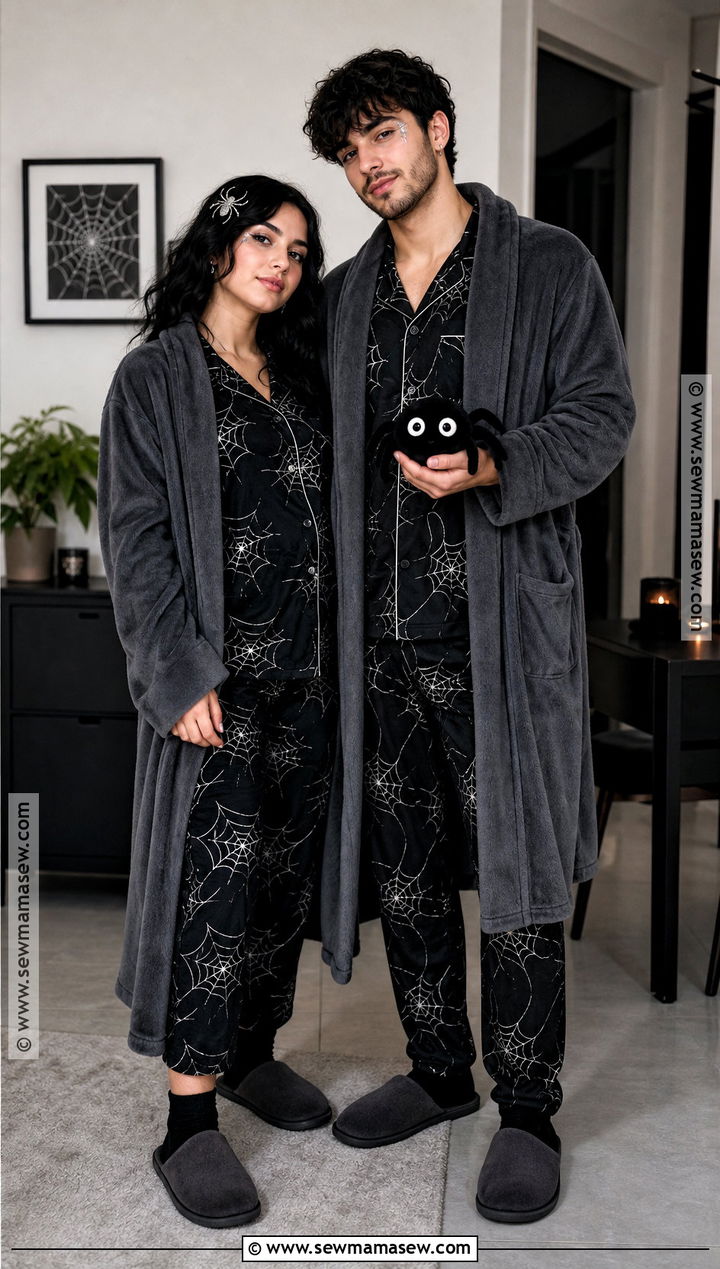 Couple Spiderweb Halloween PJs - 30 matching halloween pjs ideas