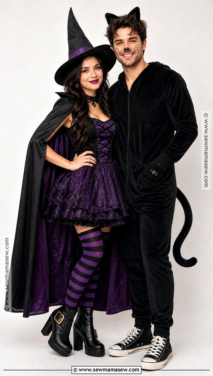 Couple Witch And Black Cat Costume - 45 cute couple halloween costumes