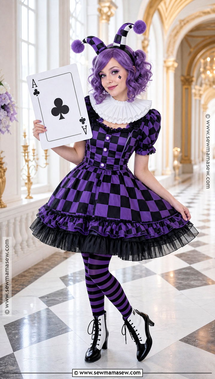 Courtly Jester Costume With Checkered Dress - 35 Ever After High Costumes