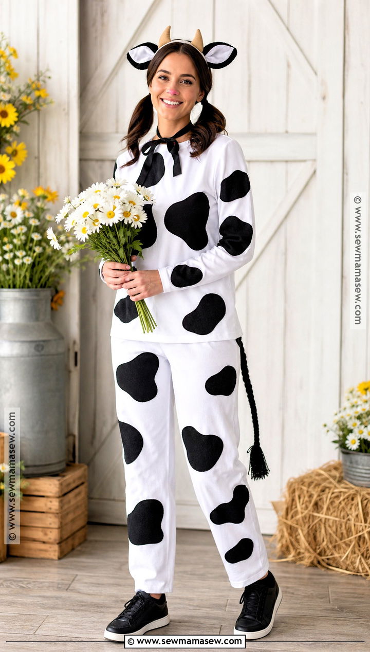 Cow Costume With Black And White Clothes - 35 Halloween Costumes Easy Last Minute