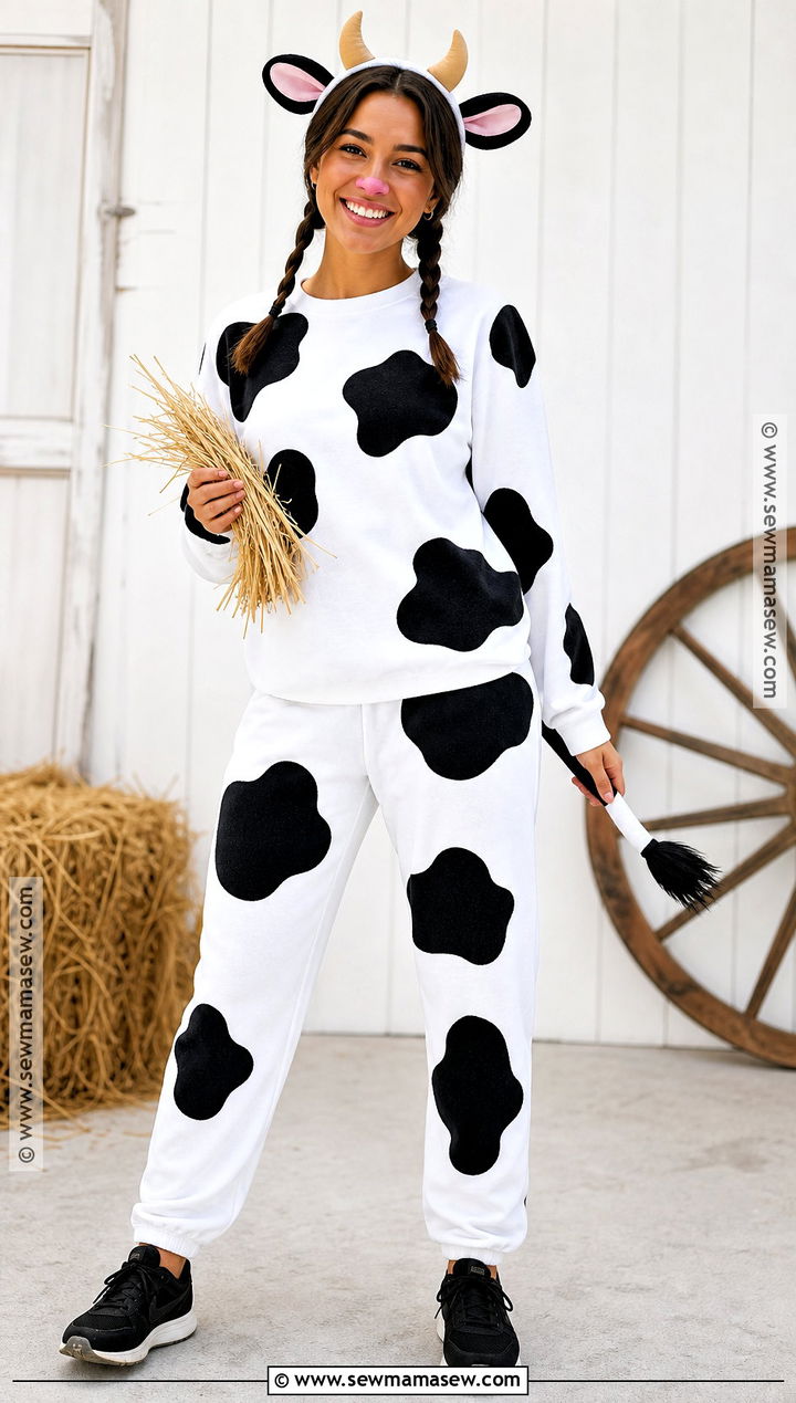 Cow Costume With Spotted Clothes - 50 simple halloween costumes