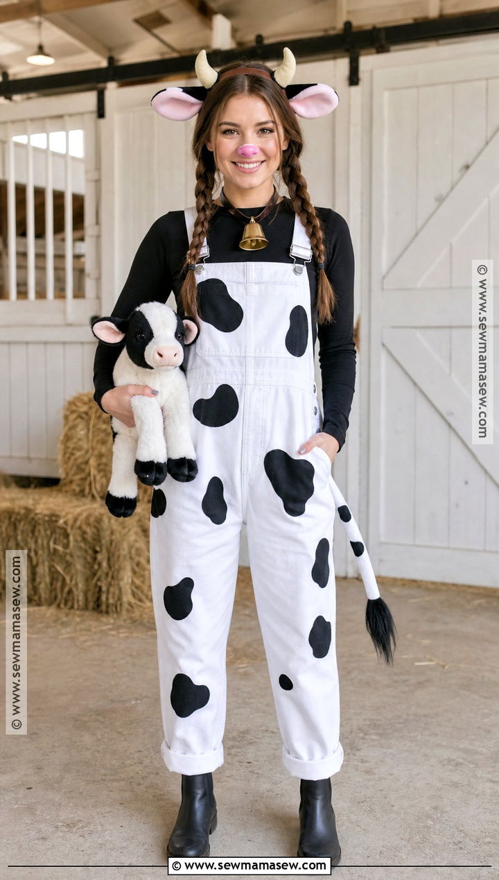 Cow Costume With White Overalls - 30 halloween costumes with overalls