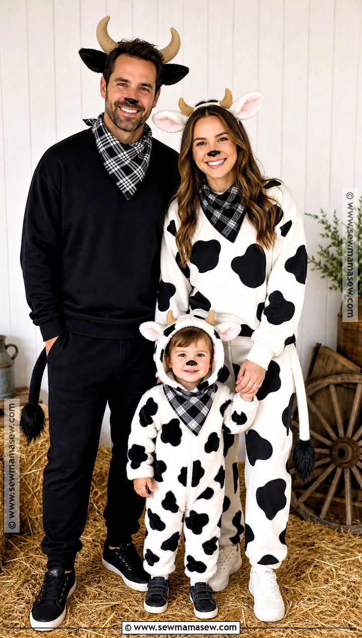 Cow Family Costume - 30 cute family halloween costumes for 3