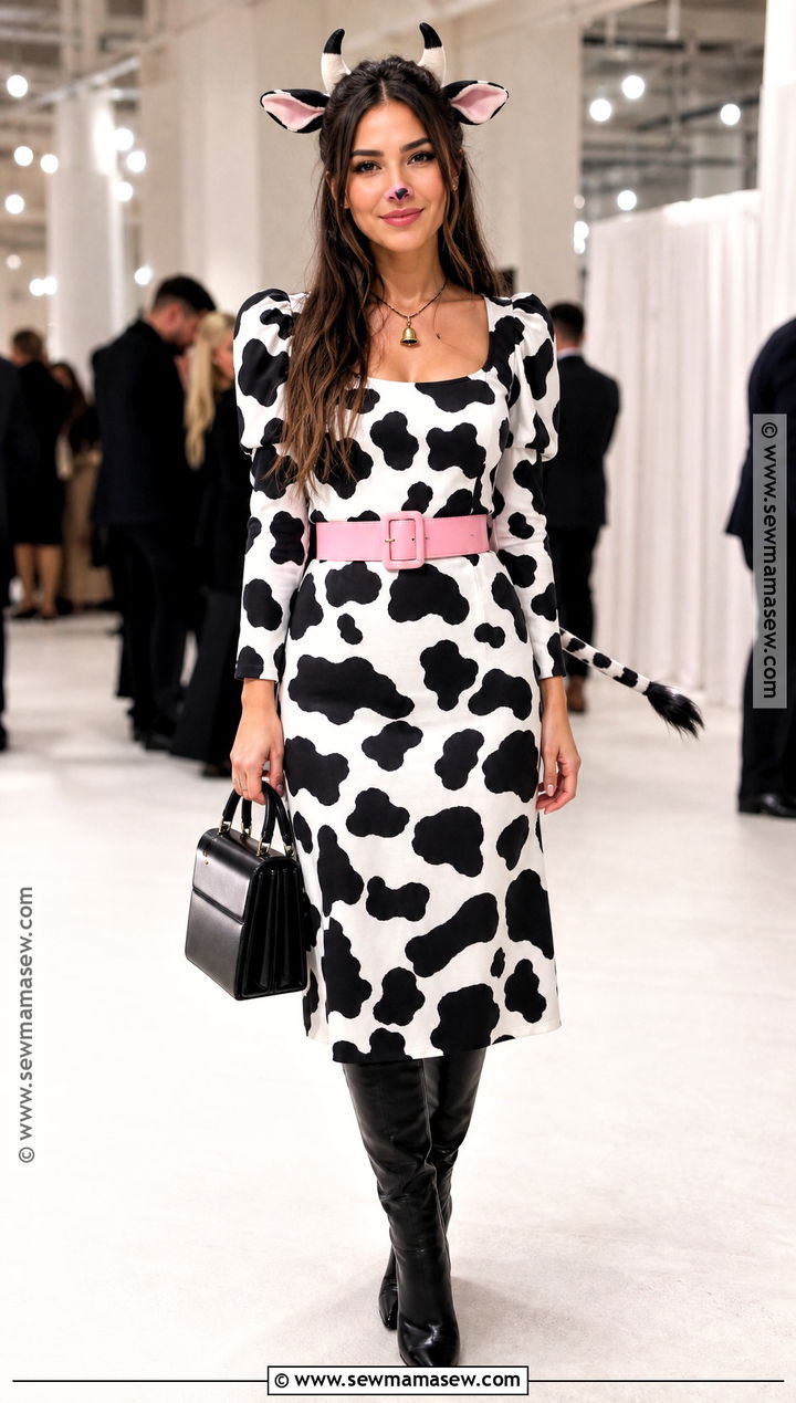 Cow Print Midi Dress Costume - 30 Cow Costume Women's Ideas