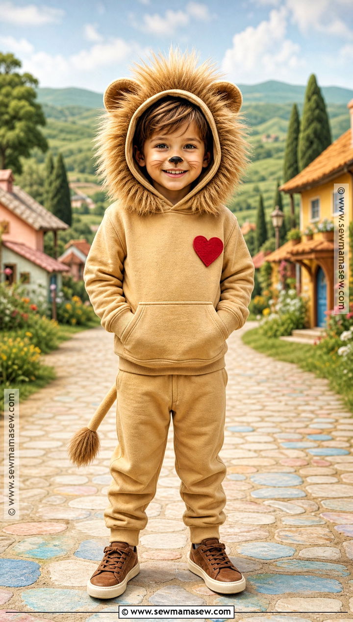 Cowardly Lion Costume With Brown Hoodie - 30 boys book character costumes