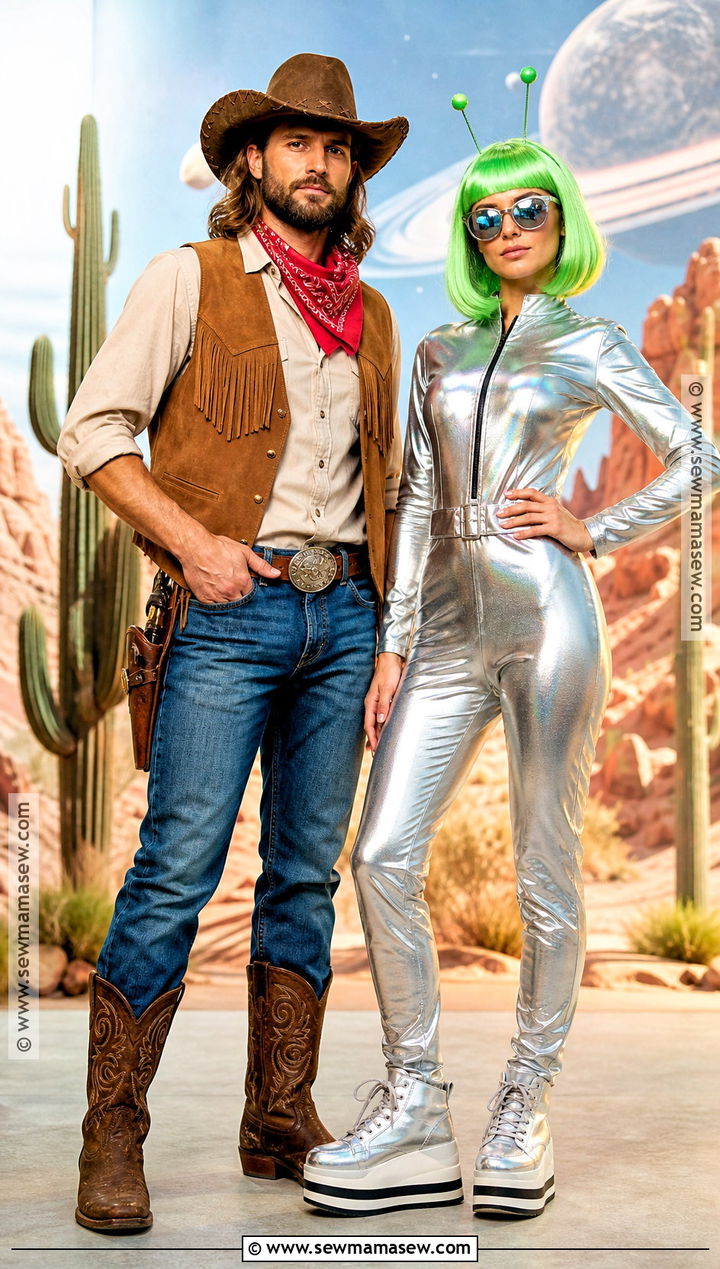 Cowboy And Space Alien Couple Costume - 30 couples costumes ideas