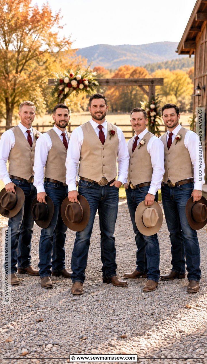 Cowboy Boots Groomsmen Outfit With Dark Jeans - 15 fall wedding groomsmen attire jeans