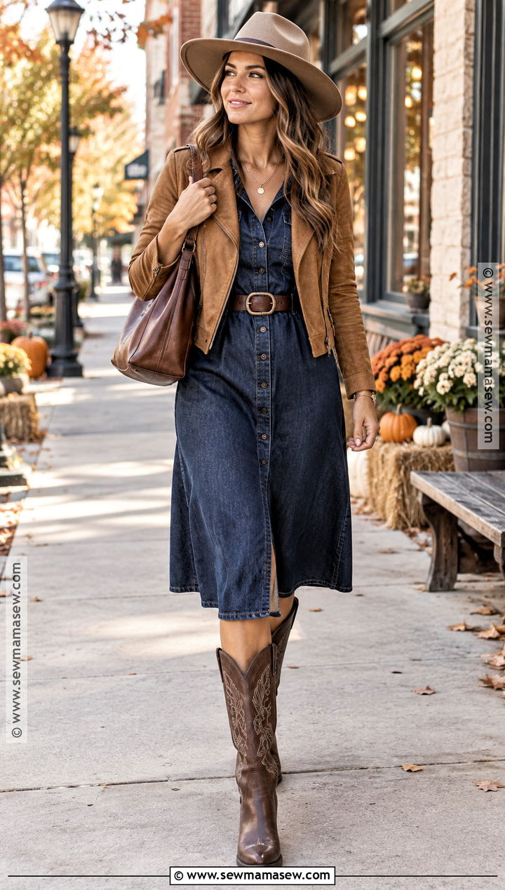 Cowboy Boots With Denim Dress - 15 2026 fall boots trends for women