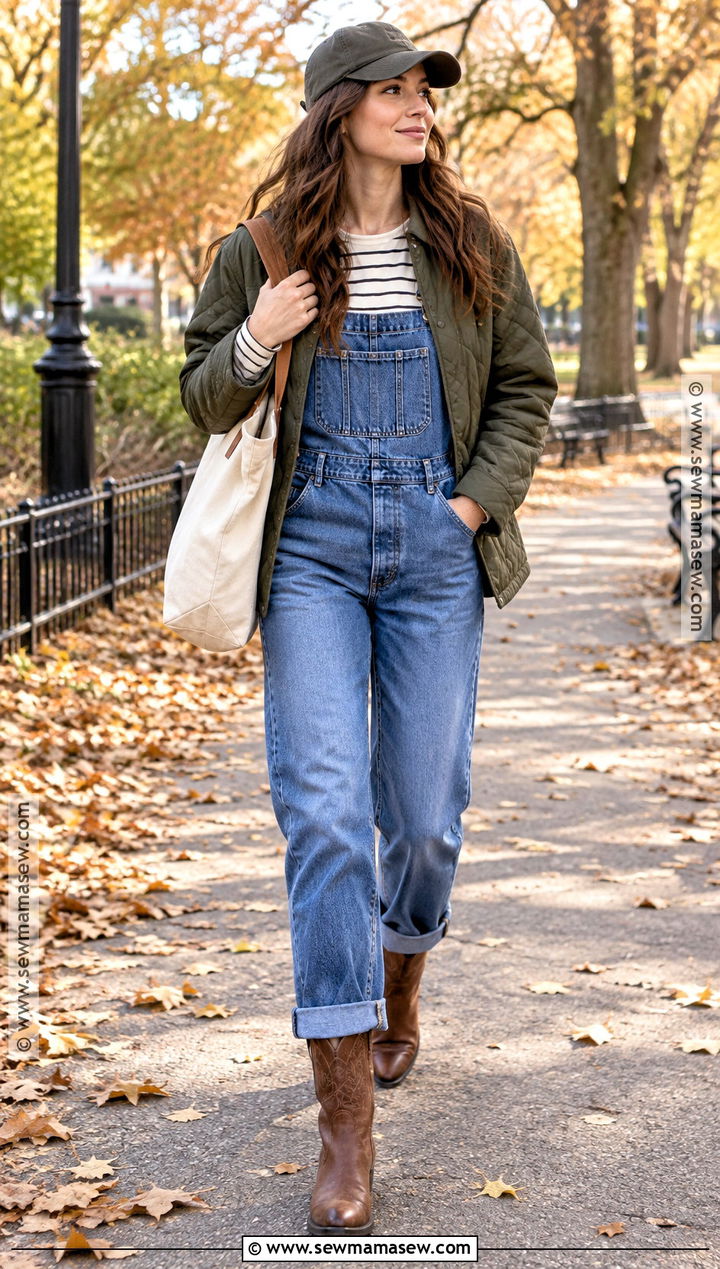 Cowboy Boots With Overalls And Long Sleeve Tee - 25 fall cowboy boot outfits