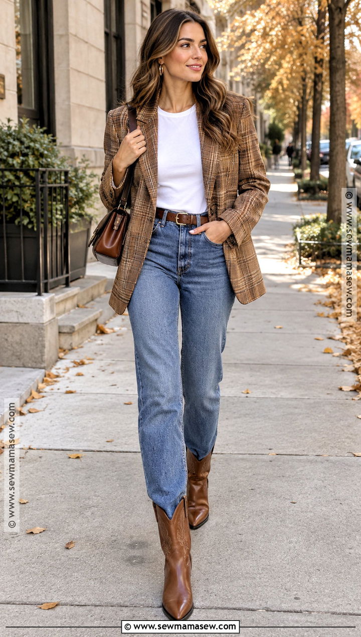 Cowboy Boots With Straight Leg Jeans And A Blazer - 25 cowboy boots fall outfit