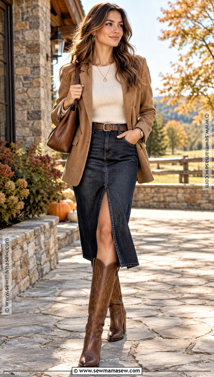 Cowboy Boots With a Denim Skirt - 15 fall winter 2026 shoe trends