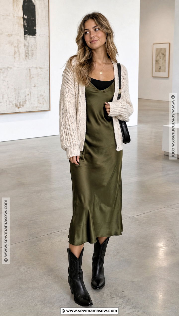 Cowboy Boots With a Slip Dress and Cardigan - 15 cowboy boots fall 2026