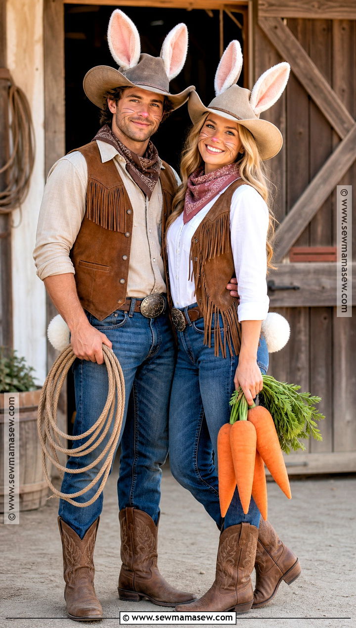 Cowboy Bunny Couple Costume - 30 bunny couple costume ideas