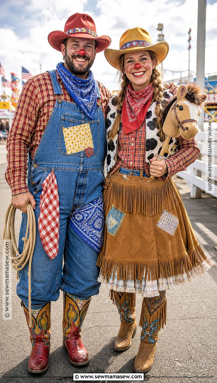 Cowboy Clown Couple Costume - 30 clown couple costume ideas