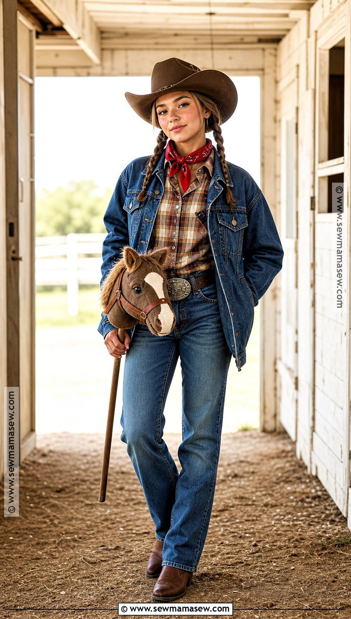 Cowboy Costume With Denim And Boots - 40 halloween costumes last minute