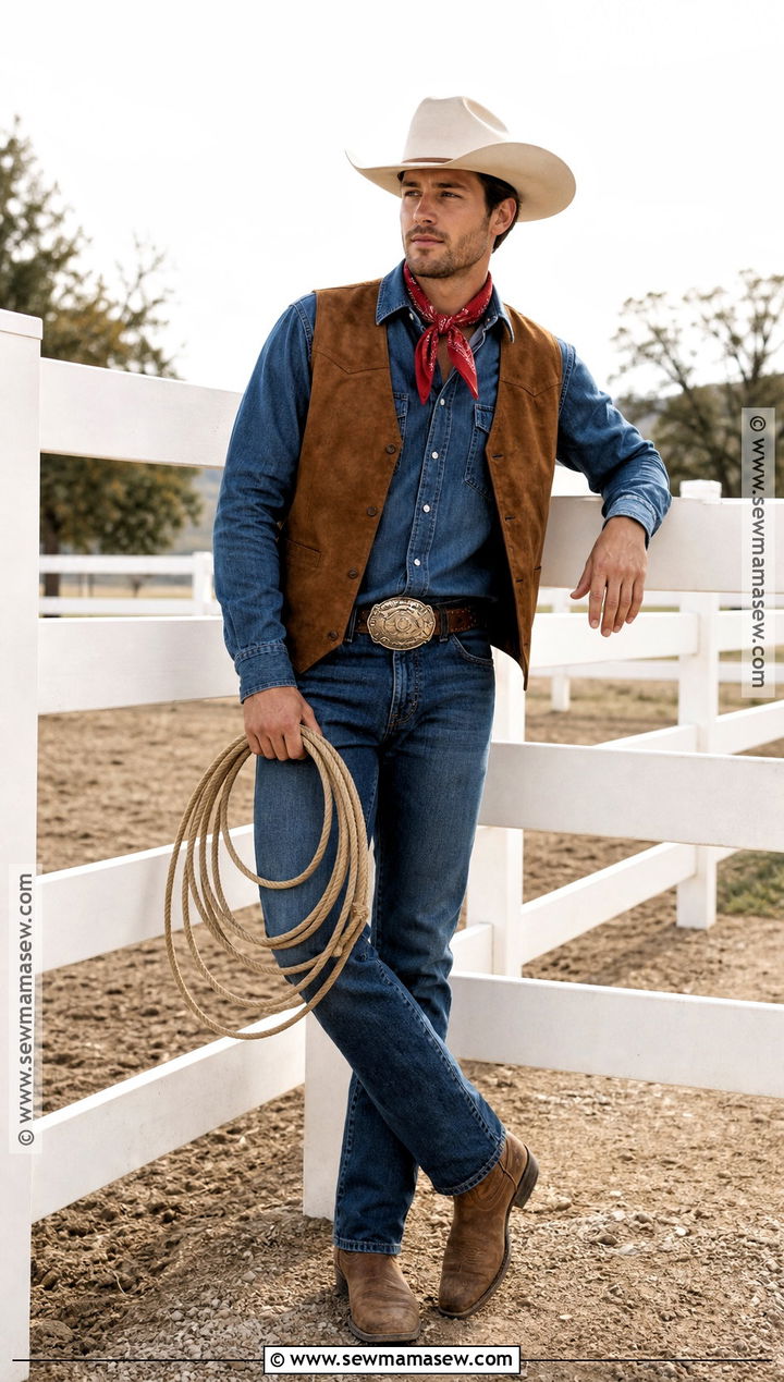 Cowboy Costume With Denim Shirt - 30 easy men halloween costumes for guys